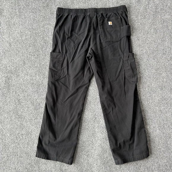 Carhartt Pants Men Medium Black Ripstop Boot Cut Cargo Scrubs Scrub 36x30 Work - Picture 2 of 13